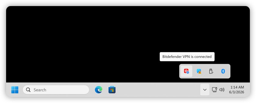 Bitdefender VPN is connected