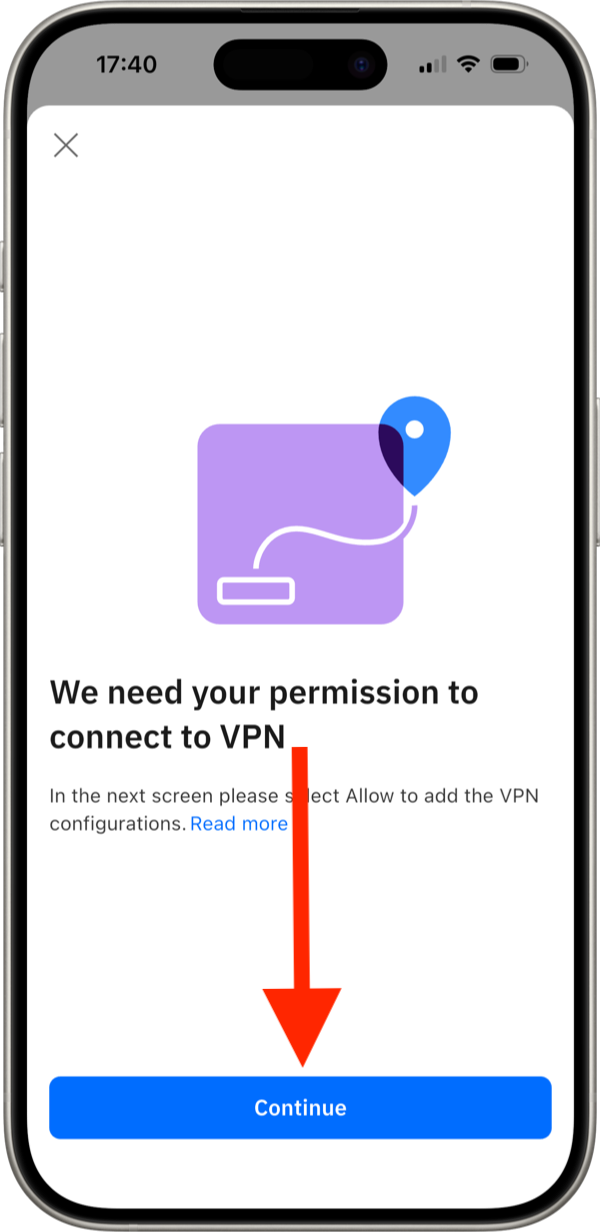 VPN permissions for iOS - initial screen