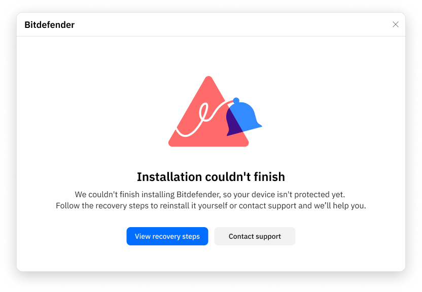 Installation couldn't finish when migrating to the new Bitdefender app