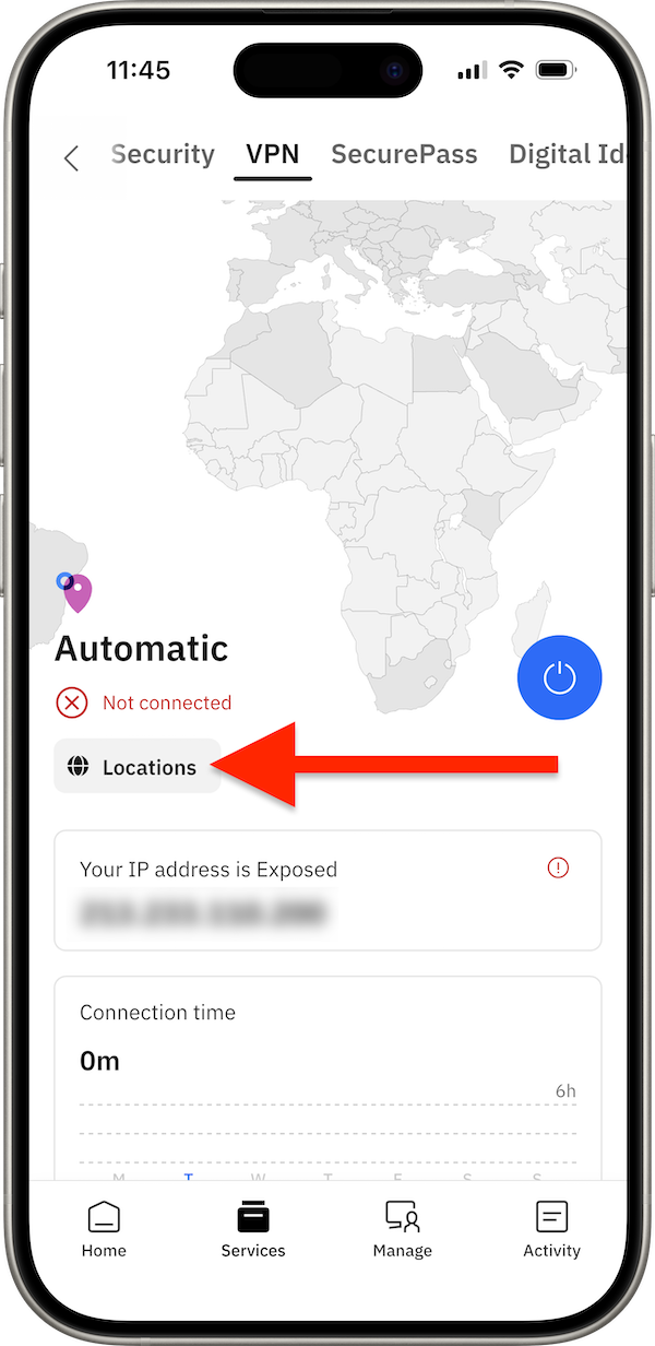 VPN locations button