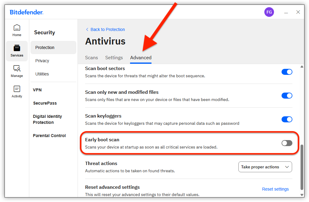 Disable Early boot scan to improve slow Windows startup